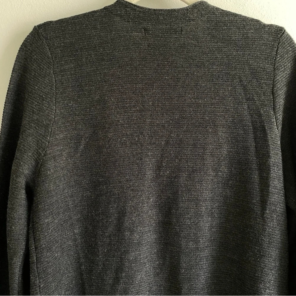 TAHARI Extra Fine Merino Wool Dark Gray Open Cardigan Size L - Picture 9 of 13